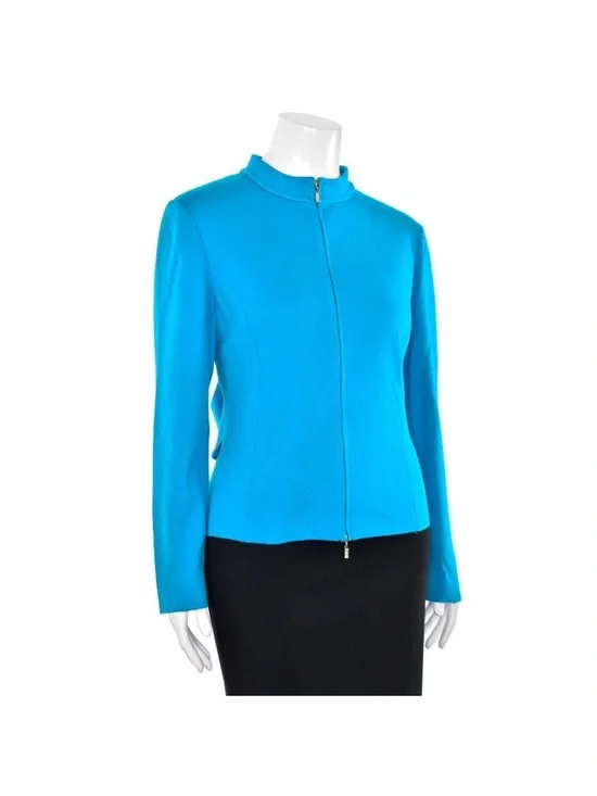 St. John Knits for Nordstrom's Milano Knit Zip-Up Jacket sz 10 - Picture 5 of 12